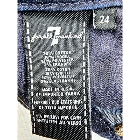 7 For All Mankind Size 24X28 Womens The Mid Rise Ankle Skinny Blue Denim Jeans - Picture 6 of 12